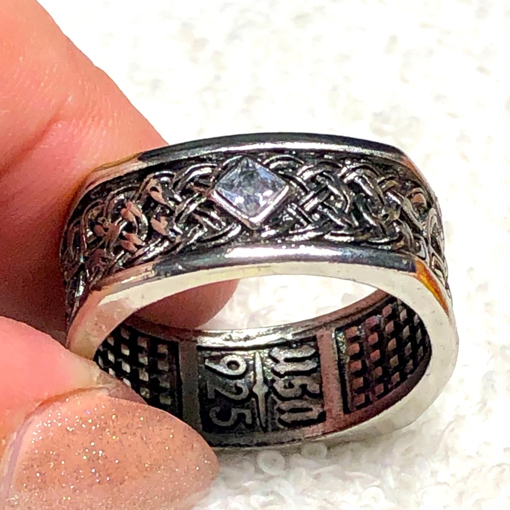 🖤💍Mens ring with diamond large -woven look